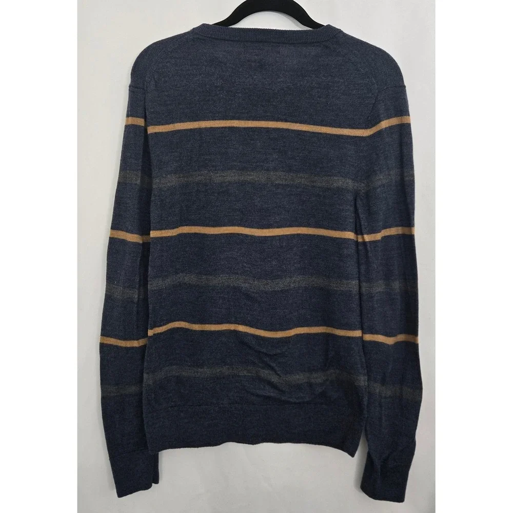 Banana Republic Merino Wool Sweater Men's S Blue Striped‎ Crewneck Pullover FA23